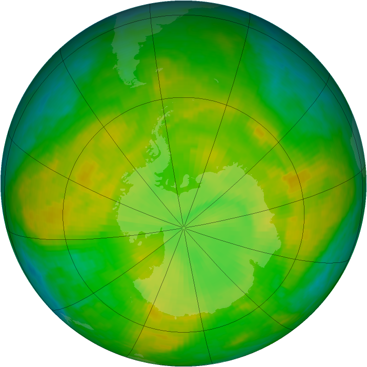 Antarctic ozone map for 29 November 1988
